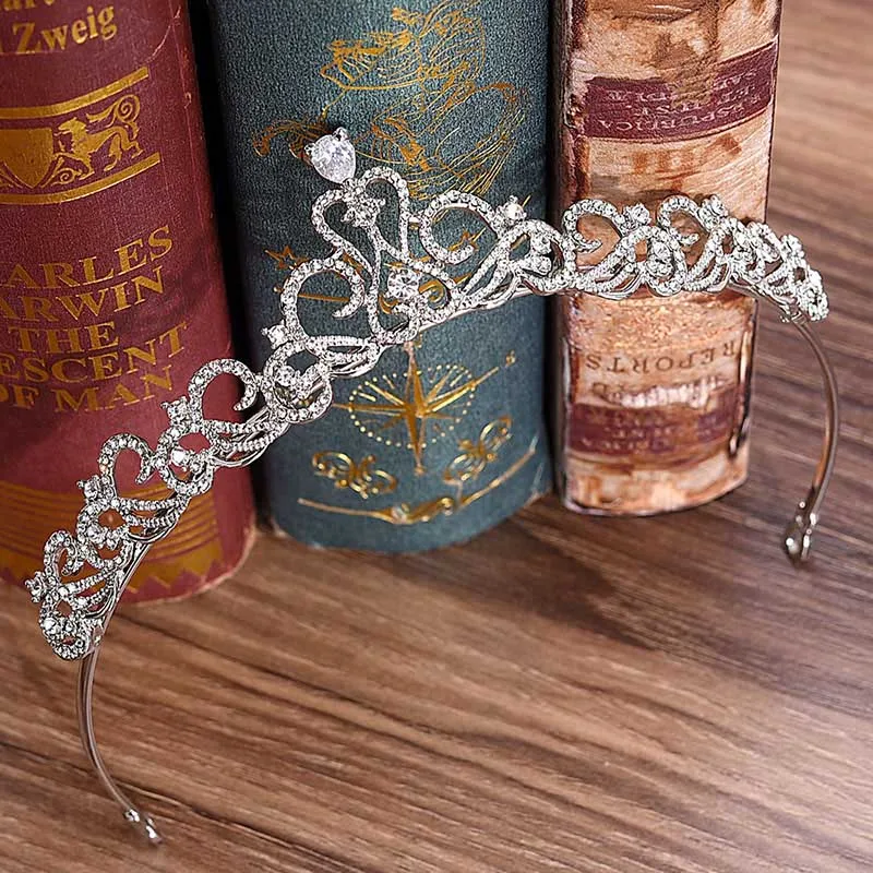 cheap Shiny Crystal Hair ornaments For Women Silver metal tiara Princess king Queen crown Rhinestone headpieces bride hair accessories