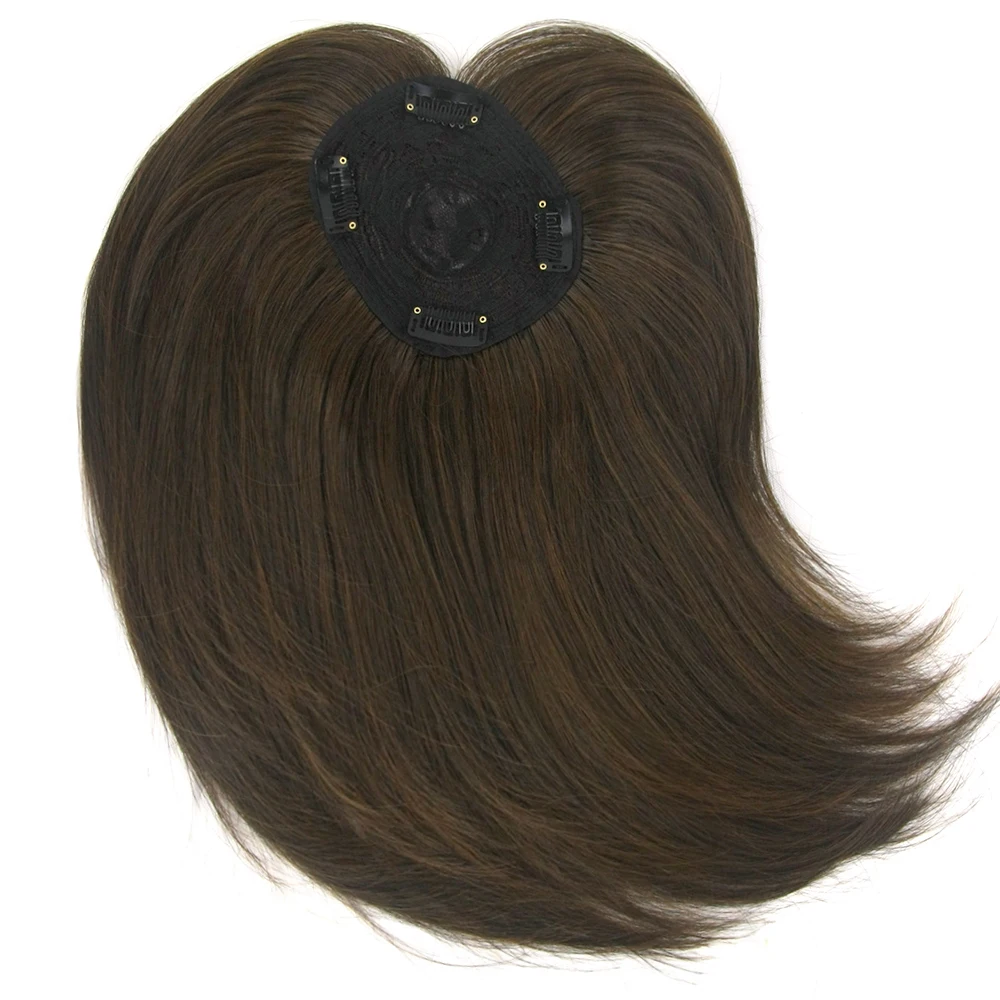 

Soowee Long Brown Synthetic Hair Toupees Hairpieces Straight Hair Bang Fringe Top Closures for Men and Women