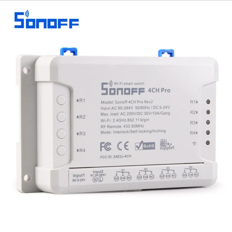 SONOFF 4CH Pro R2 Wifi Пульт дистанционного управления светильник выключатель питания RF 433mHz многоканальный 4 банд способ для модули для автоматизации умного дома