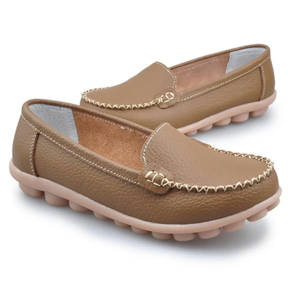

2018 Spring Summer Women Flat Shoes Ladies Slip On Loafers Women's Fashion Leather Shoes Moccasins Female Footwear Plus Size 41