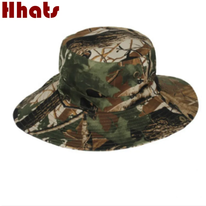 [which in shower] wide brim Camouflage fishing hat with string large