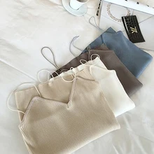 Лидер продаж, новая Корейская версия, тонкие майки в Вертикальную Полоску, женские топы без рукавов, сексуальный маленький бюстгальтер, женский жилет