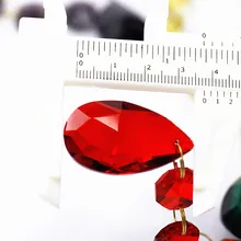 6 шт./лот(105 мм) Красный хрустальный стеклянный кулон для люстры призмы детали(38 мм кристаллическая слеза с 3 шт 14 мм Восьмиугольные бусины) Декор