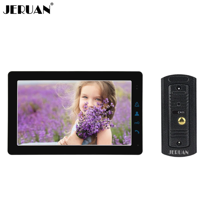 

JERUAN 9 inch Touch Key Video Intercom Door phone Doorbell Intercom System Kit Black Monitor Metal Mini Camera FREE SHIPPING