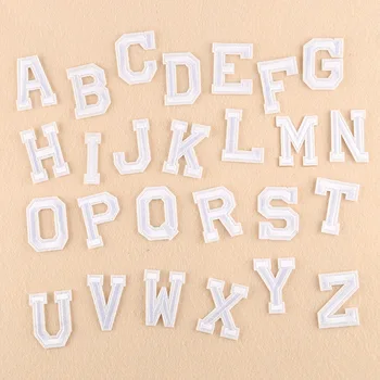 

1PC A-Z white English Alphabet Letter Embroidered Iron Sewing on Applique Patch Clothes Apparel Bags DIY Garment accessories