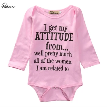 

New 2017 Newborn Infant Kids Baby Girls Letter Long Sleeve Pink Romper Jumpsuit Clothes Outfits