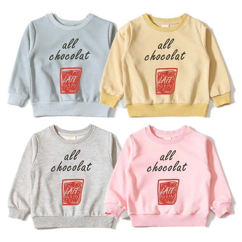 2018-Autumn-Spring-boys-girls-t-shirt Children's-letter-print-tops-kids-cotton-High quality-clothing-boys-100%-cotton-sweater