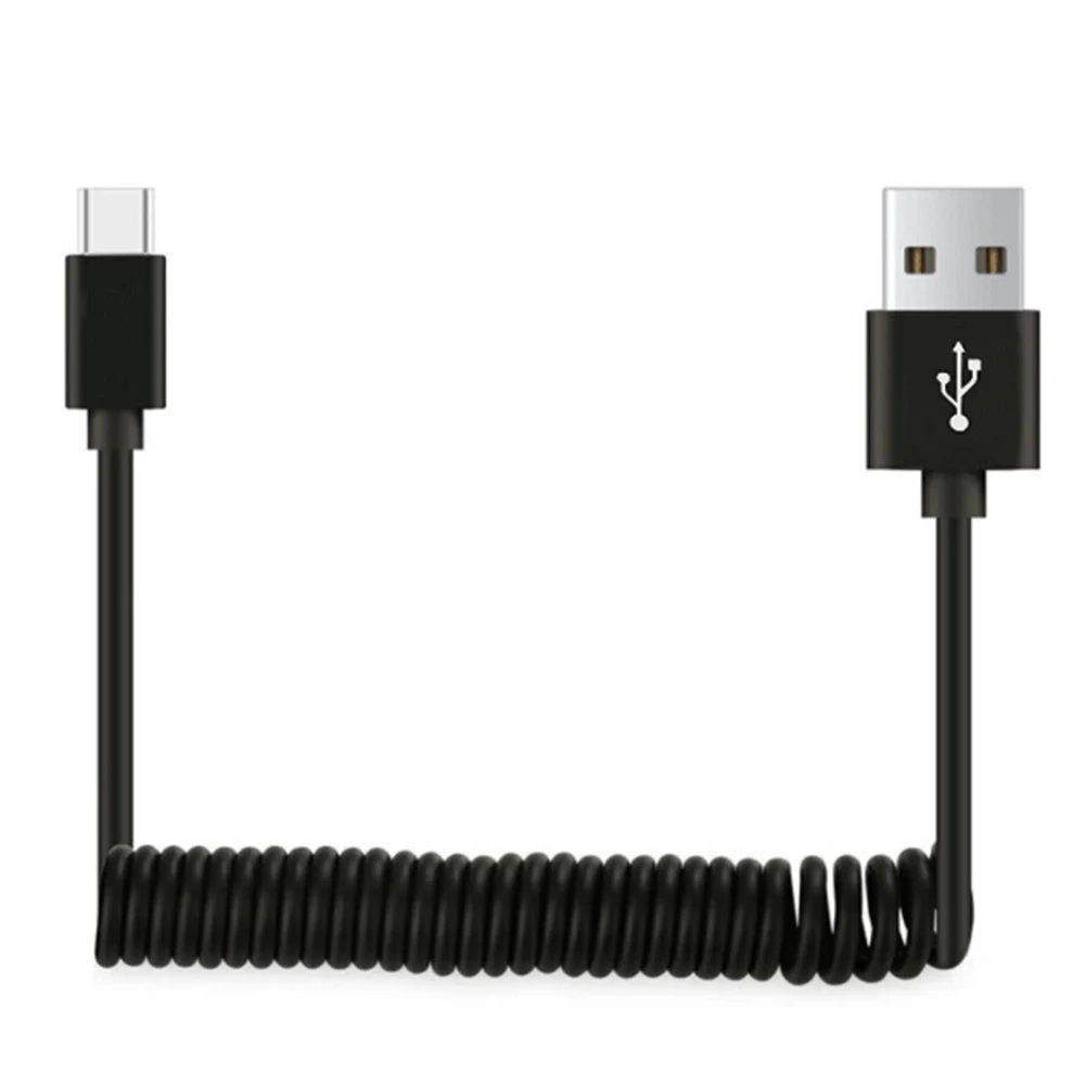

For Charger 160cm USB2.0 Type-C Spring Charging Cable Data Sync Cord For Huawei Samsung Oppo Xiaomi Mobile Phone Chargers