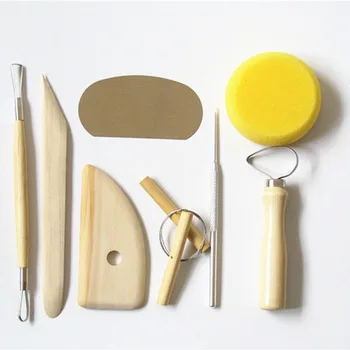 

DIY Clay Sculpting Sculpt Smoothing Wax Carving Pottery Ceramic Tools Polymer Shapers Modeling Carved Knife Wood Handle Set