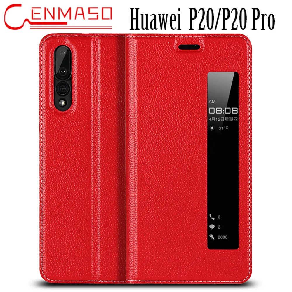 

HUAWEI P20 Pro smart touch View window flip case Genuine Leather cover Huawei P20 case luxury vintage holder phone funda cases