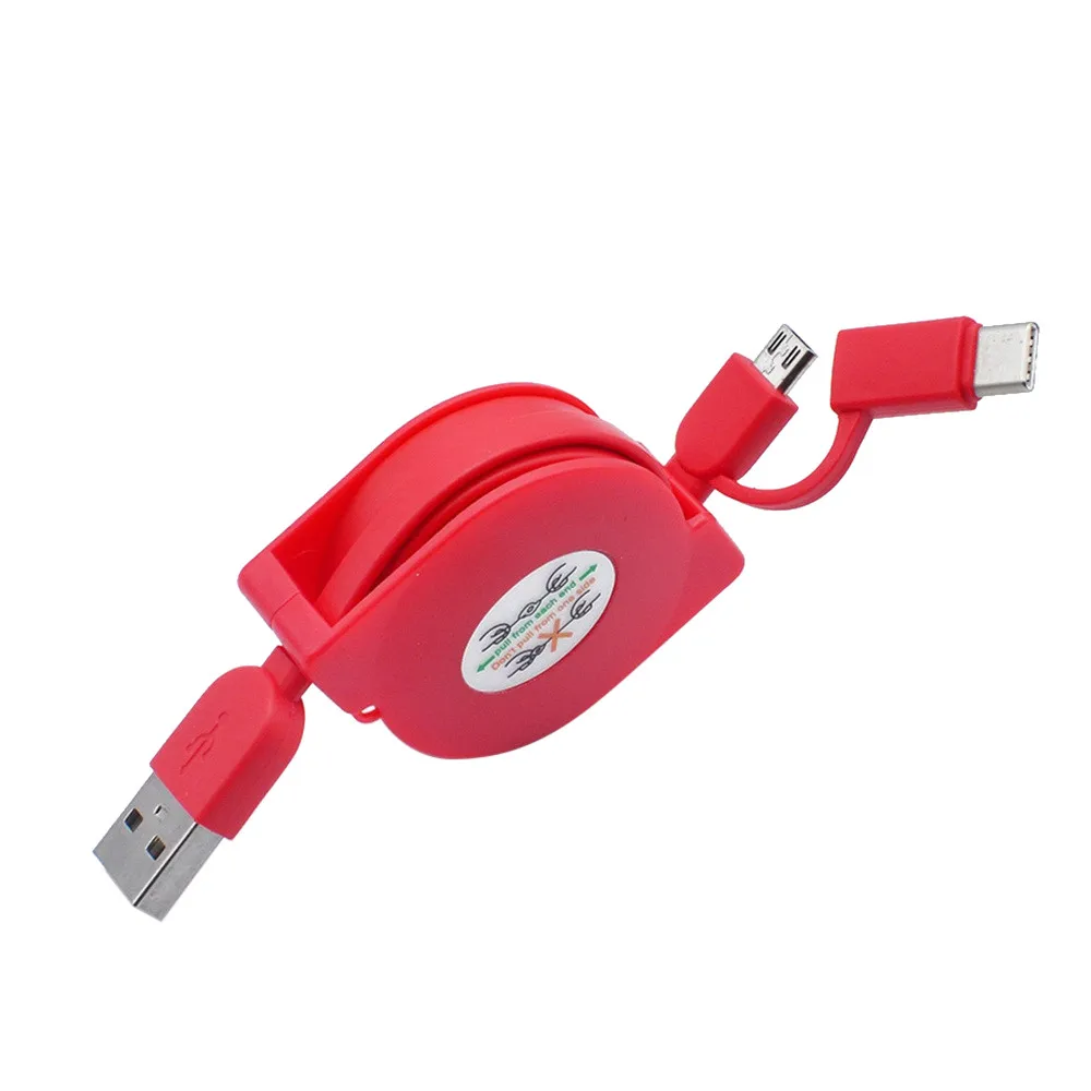 Мини-usb кабель Универсальный Micro usb быстрое зарядное устройство для телефона 1 м/3 фута и тип-c 2 в 1 Выдвижной кабель для зарядки данных шнур z75