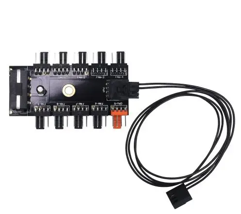 أسود PC 1 إلى 10 4Pin موليكس موائم مصدر تيار للكمبيوتر التعدين مياه التبريد 4pin مروحة Hub الفاصل كابل PWM 12 V Chasis