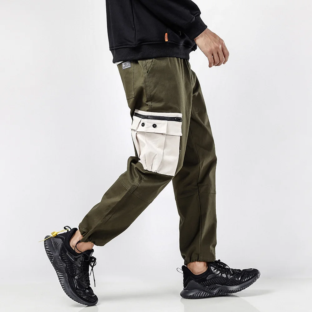 Men Large Pockets Decorative Contrast Color Tooling Beam Foot Casual Pants Youth Retro Trend Joggers Sweatpants Trousers Men Large Pockets Decorative Contrast Color Tooling Beam Foot Casual Pants Youth Retro Trend Joggers Sweatpants Trousers