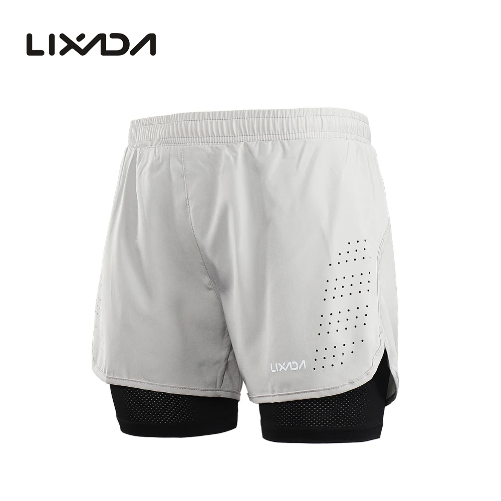 Lixada мужские шорты для бега 2 в 1 быстросохнущие дышащие спортивные шорты для бега с удлиненной подкладкой