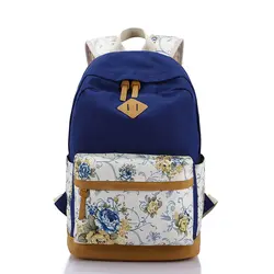Sunborls Для женщин холст Колледж школьный рюкзак Повседневное сумка для ноутбука-подростков с цветочным принтом Рюкзаки Для женщин Mochila Feminina