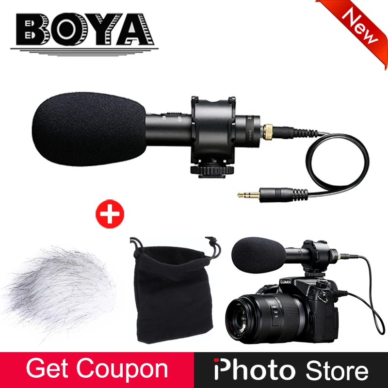 

BOYA BY-PVM50 Professional 3.5mm Stereo X/Y condenser Microphone for DSLR Camera Camcorder Audio Recorder Mic + Foam Windshield