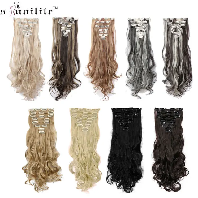 Best Price SNOILITE 24inch 170g Long Curly 18 Clips in False Hair Styling Synthetic Hair Extensions Hairpiece 8pcs/set Soft Natrual Black Best Price SNOILITE 24inch 170g Long Curly 18 Clips in False Hair Styling Synthetic Hair Extensions Hairpiece 8pcs/set Soft Natrual Black