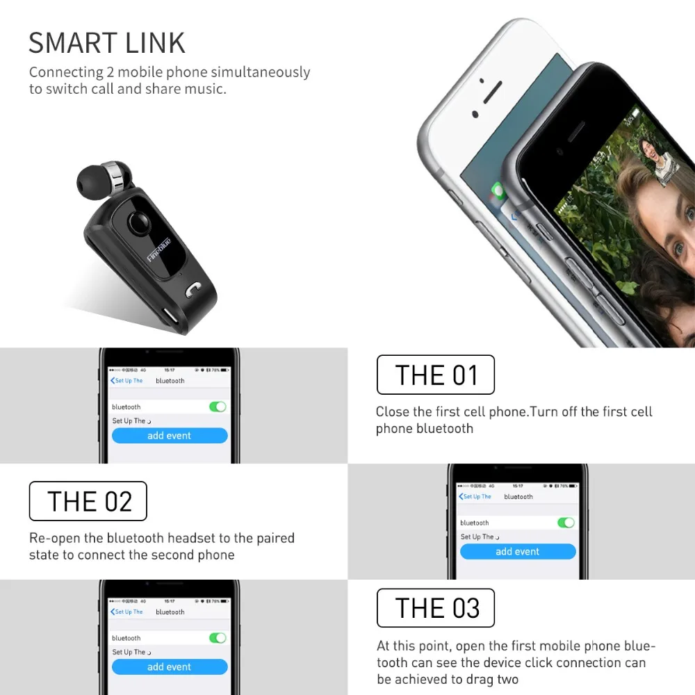 FineBlue F920 Беспроводной Auriculares драйвер Bluetooth телескопического типа Бизнес
