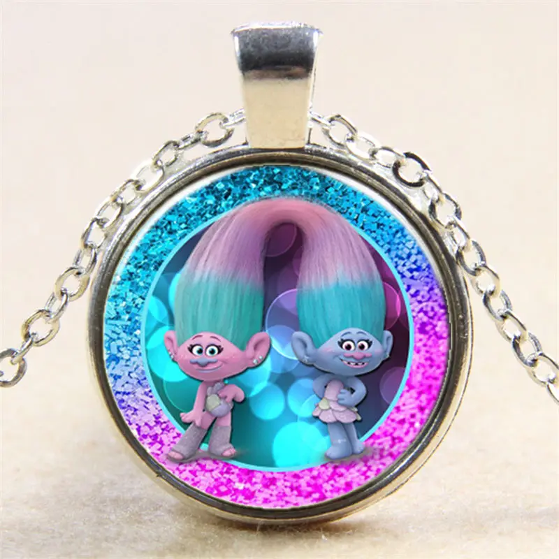 New Cartoon Trolls Pokemon Fashion Pendant Necklace Jewelry Glass Dome