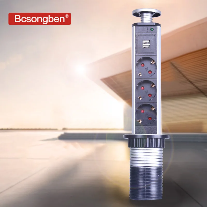  Enchufe Bcsongben con usb 1 Led + 2 cargadores USB 2/3/4/5 enchufe de la UE mesa de cocina enchufe 