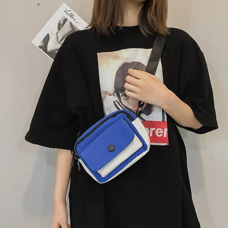 

KM 2019 New Canvas Leisure Slanted Bag Women Panelled Shoulder Square Bag Crossbody Bags for Women Unisex Messenger Bags