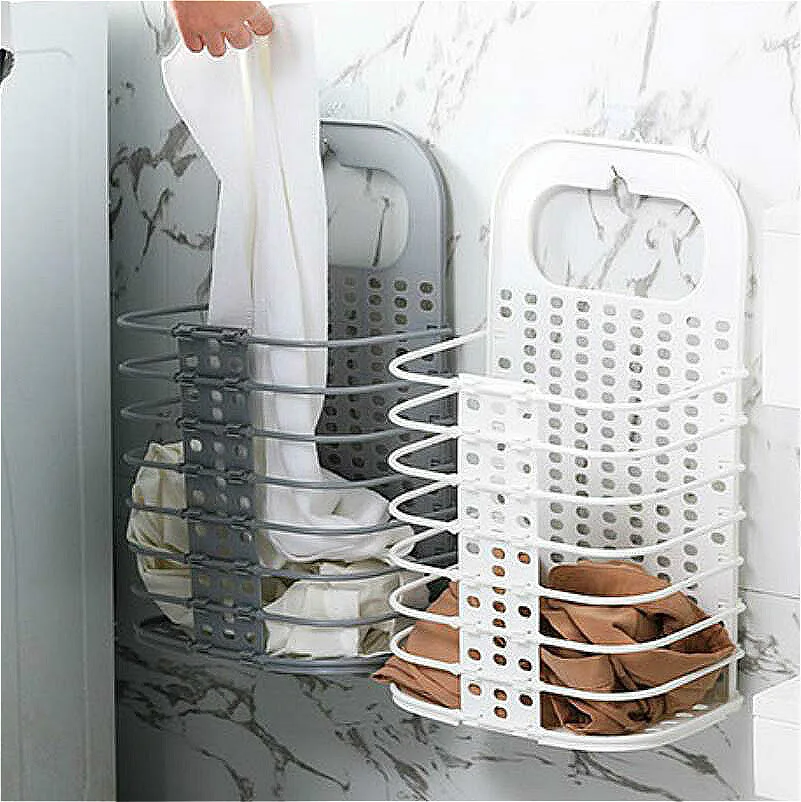 سلة الغسيل المنزلية طوي القذرة سلال مراحيض الحمامات الملابس لعب سلال ل القذرة صندوق تخزين ملابس PP 390g الأبيض