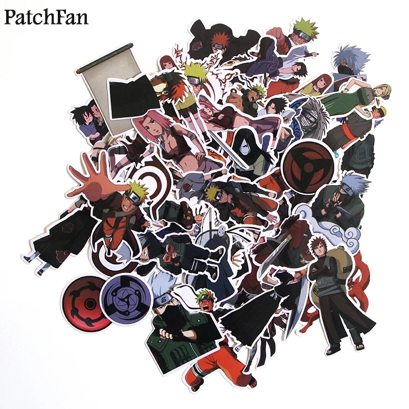 

12sets/lot Patchfan 50pcs NARUTO HOKAGE Ninjia Pvc Waterproof Cartoon Sticker For scrapbooking album Wall Guitar Stickers A1426