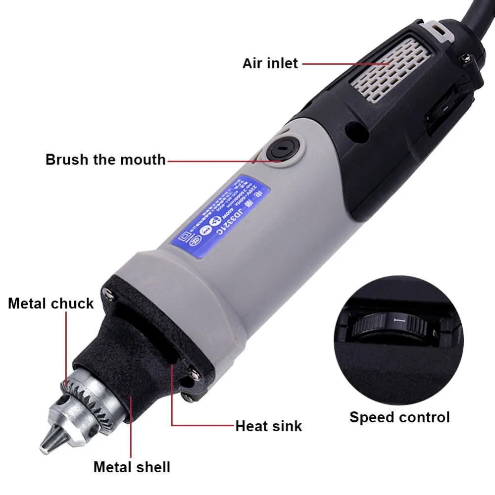 

Professional 400W Electric Mini Die Grinder Tool Power Drill 6 Positions Variable Speed Rotary Tool 220V EU Plug