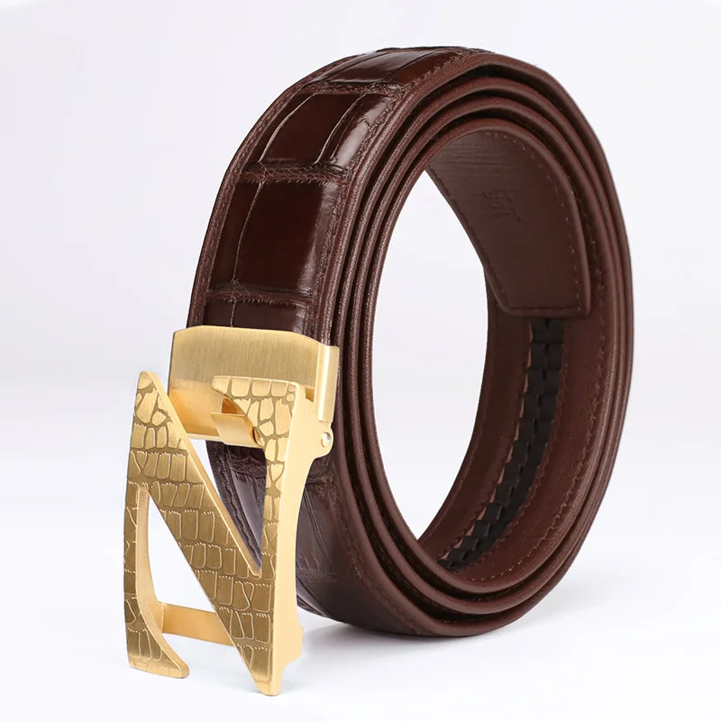 

2019 New High Quality Crocodile Leather Belt Genuine Leather Belt Male Belt Free Shipping