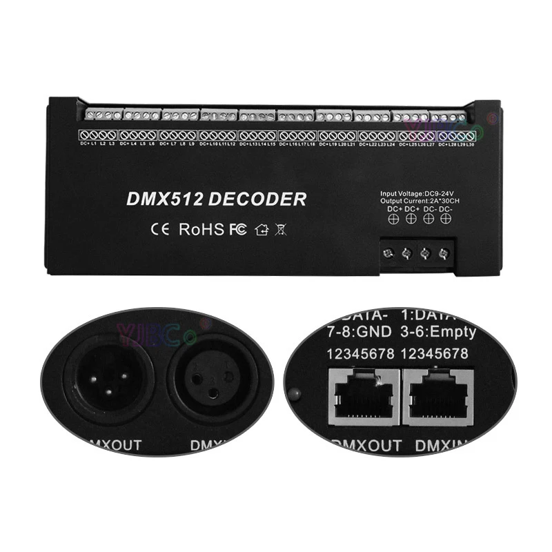 DC12-24V 30 каналов RGB DMX512 декодер светодиодные ленты 30CH * 2A dmx диммер драйвер pwm DMX512/1990 Декодер контроллер света