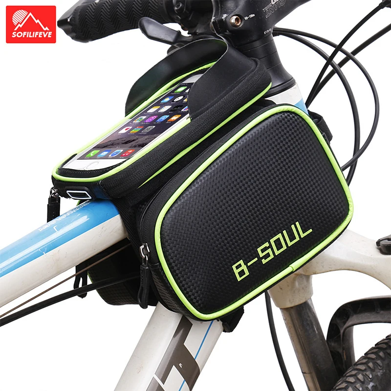 

Cycling bike bag Front frame case Tube pannier double pouch for 5.5-6.2" Mobile phone Bicycle Accessories Waterproof Saddle bags