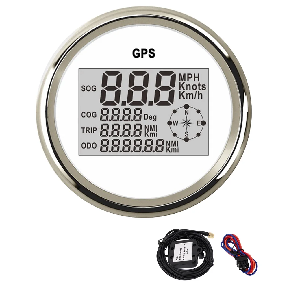 

85mm Boat Marine Truck GPS Speedometer Gauge 0~999 knots km/h mph Digital LCD Speed Gauge 12V/24V With Backlight