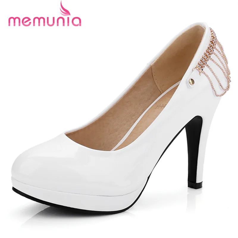 MEMUNIA/модные элегантные вечерние туфли с металлической цепочкой на платформе и