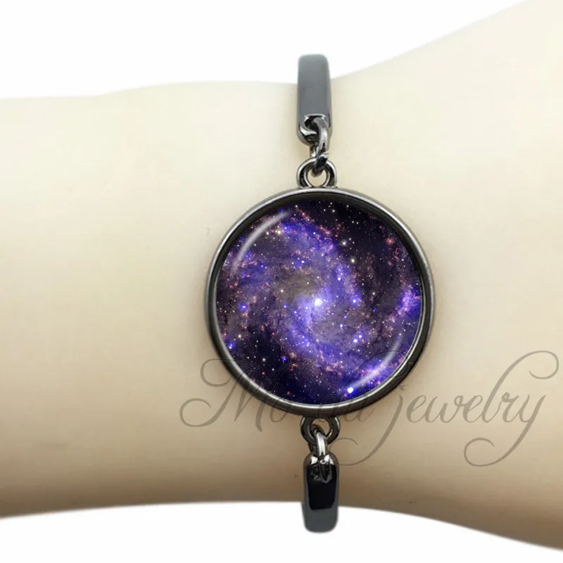 Galaxy Bracelet Astronomy Jewelry Space Glass Cabochon Bracelets Purple