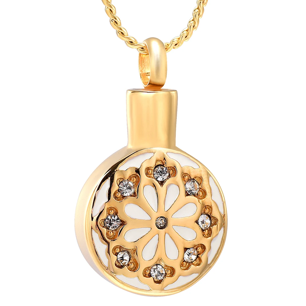 J888 Round Cremation Urn Necklace for Ashes for human Stainless Steel