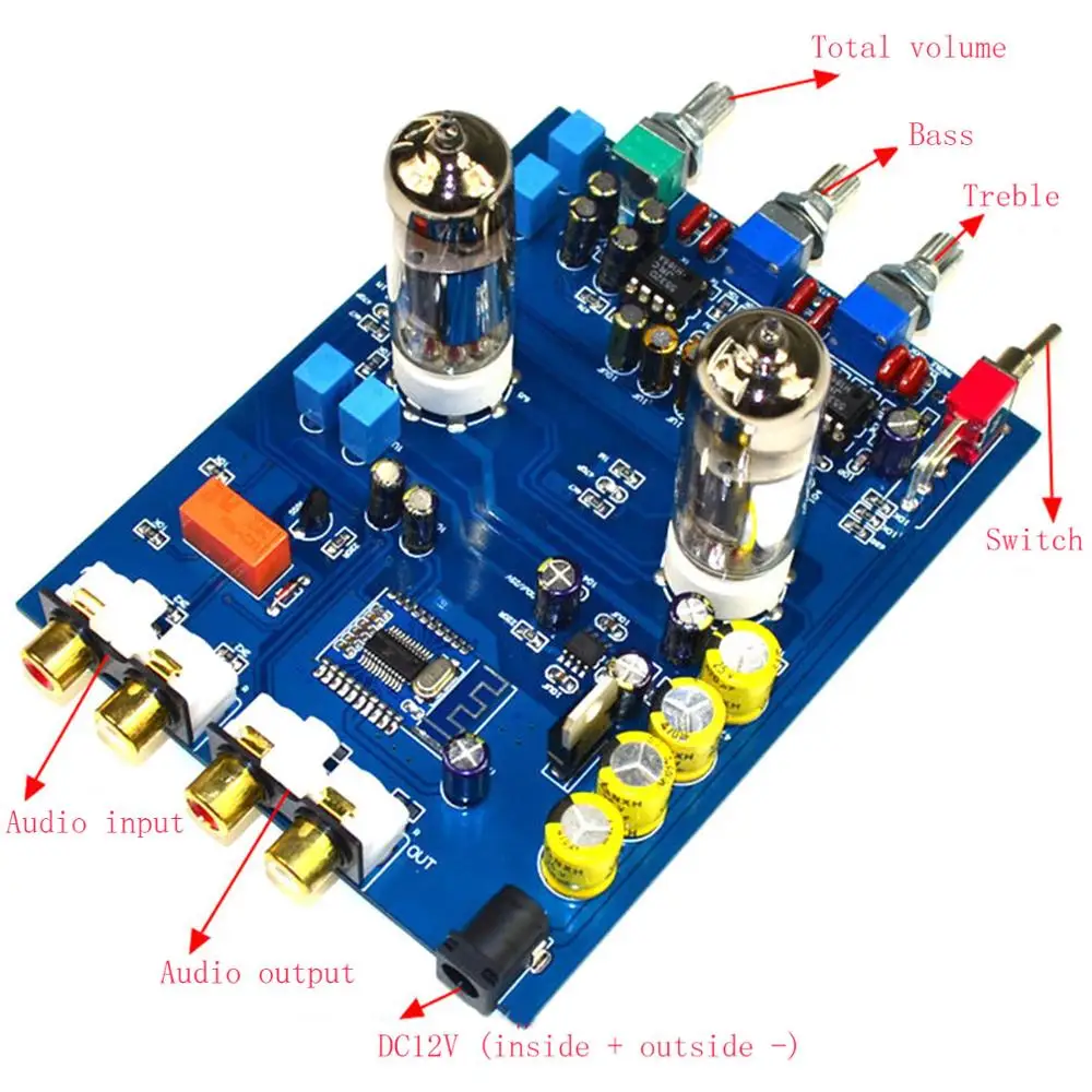 6J5 JRC5532 470 мкФ/25V DC12 Fever HIFI 4 2 Bluetooth предусилитель для желчи тональная плата