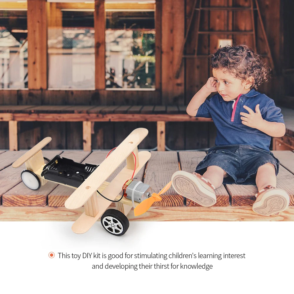 Дерево Электрический самолет Электрический планер DIY Kit Детские игрушки электрическая модель самолёта для детей Летающая модель собраны эксперимент