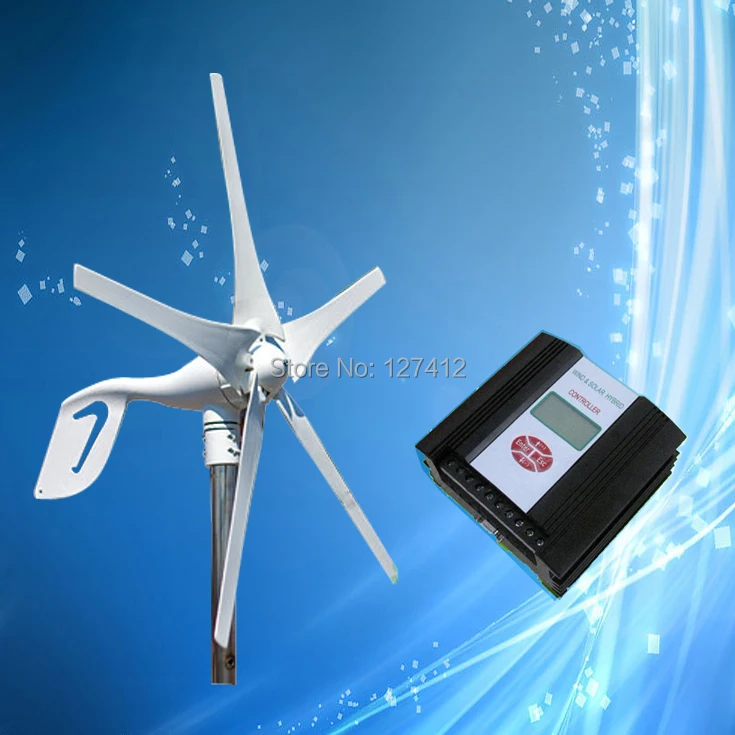 

400W Wind Turbine 3/5PCS Blades + Wind Solar Hybrid Controller 12V (Max 600W Wind, 150W Solar), 24V (Max 600W Wind, 300W Solar)