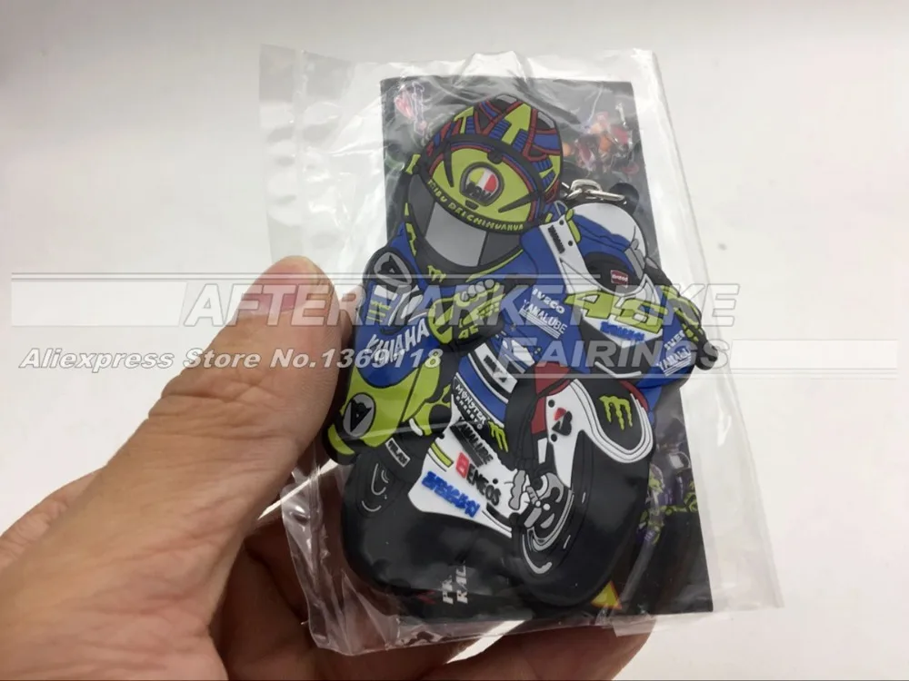2016 New font b Keychain b font MotoGP Rossi VR46 Keyring Rubber Motorcycle NO 46 Emblem