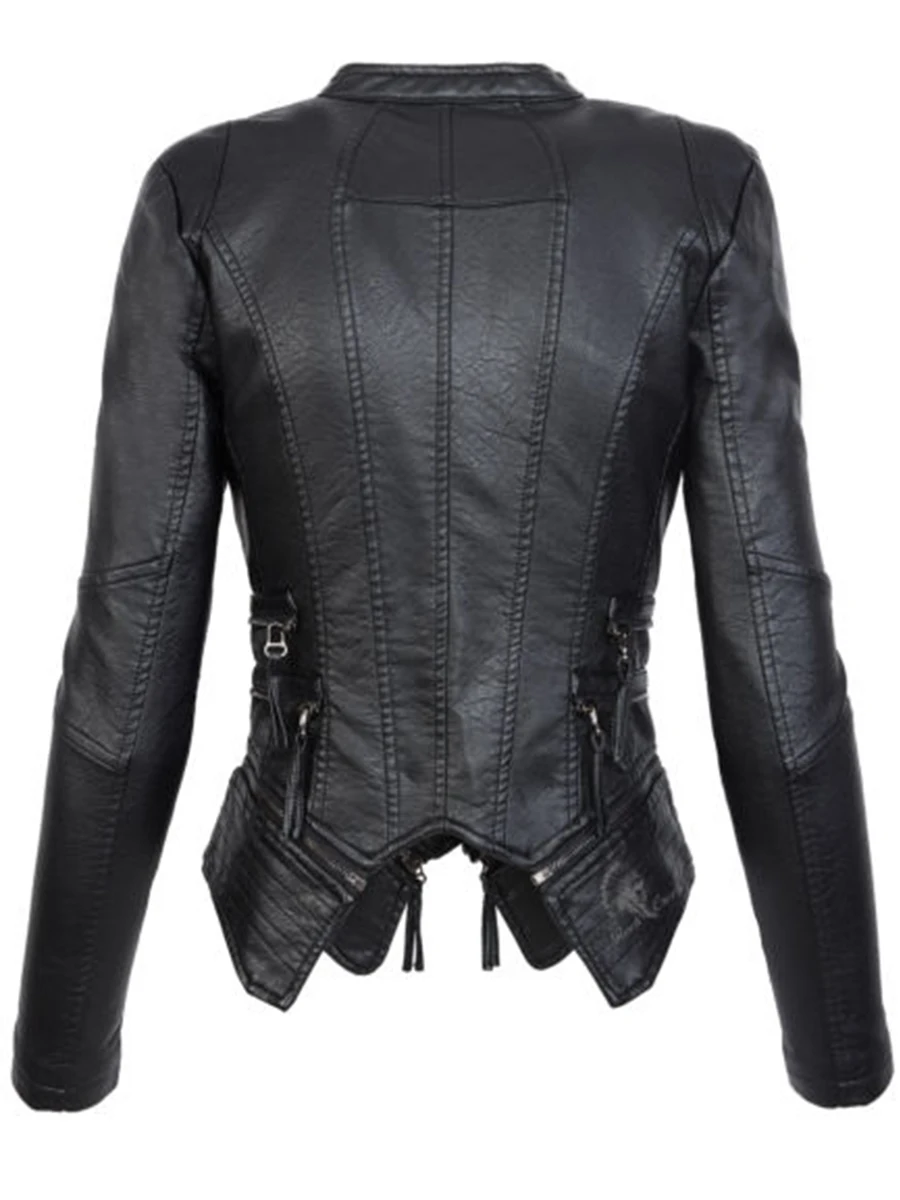 Готическая куртка из искусственной кожи пу для женщин; сезон зима-осень; модная мотоциклетная куртка; черные пальто из искусственной кожи; верхняя одежда; пальто; Лидер продаж