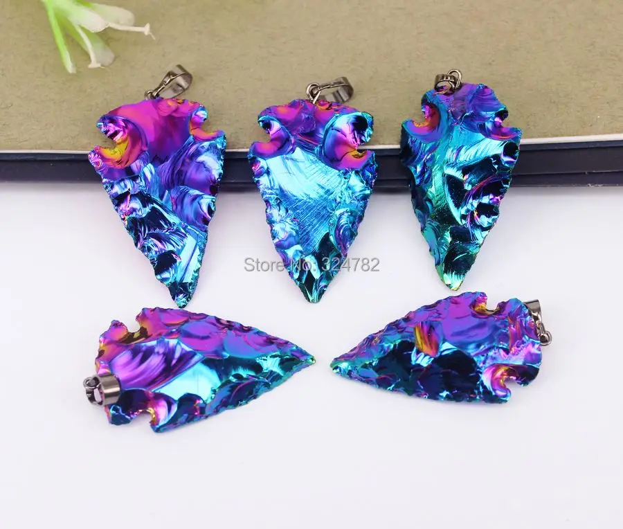 5 шт. натуральный Титан стрела с камнями подвеска из натурального камня