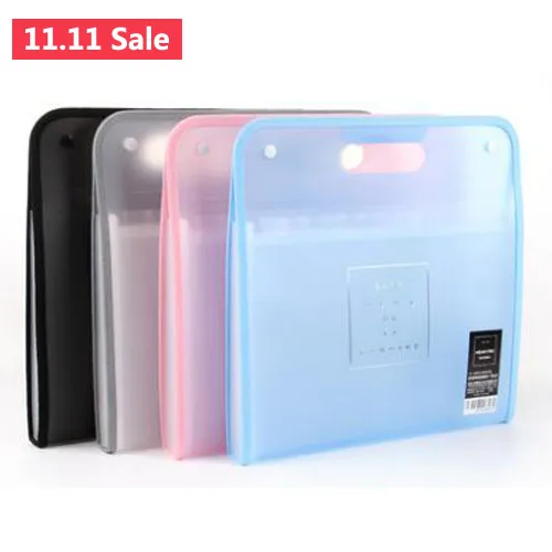 

Snap Closure Folder A4 13 layer fichario translucent Scrub Simple Style File Folder Office Shool filing products