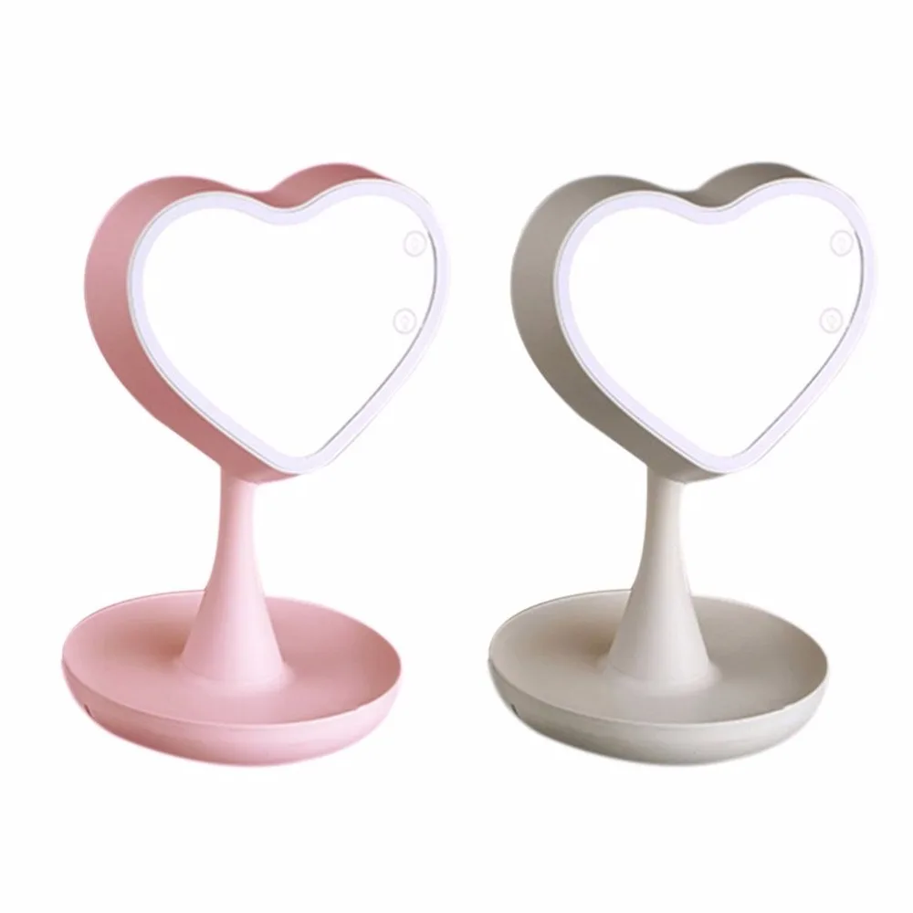 

2 In 1 USB LED Cosmetic Makeup Mirror Dazzle Color Touch Screen LED Mirror Bedroom Bedside Lamp Colorful Table Lamp Mirror new