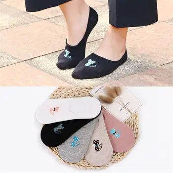 

1Pair Cute Cartoon Cat Spring Summer Women Non-slip Cotton Casual Socks Fashion Girls Wild Shallow Mouth Invisible Socks
