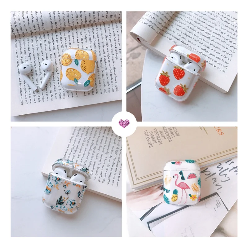 

Cute flamingo fruits floral case for Apple Airpods case protective cover Bluetooth Wireless Earphone Case Charging Box case