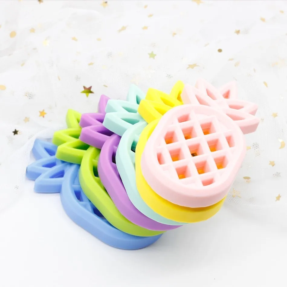 

1PC pineapple Silicone Teether BPA Free Silicone Pendant For DIY Pacifier Clips Soother Chain Baby Teething Toys Supplier