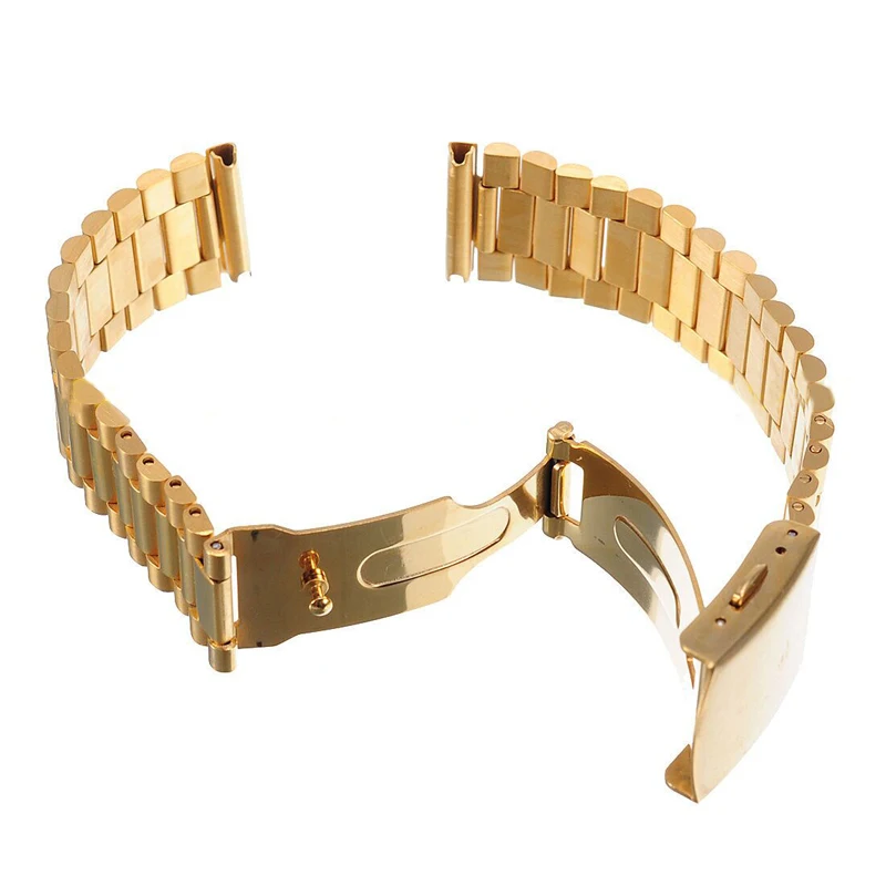 Shellhard Stainless Steel Buckle Straight End Watch Strap Band Bracelets For Mens Women 12 14 16 18mm Sliver Gold Relojes Hombre