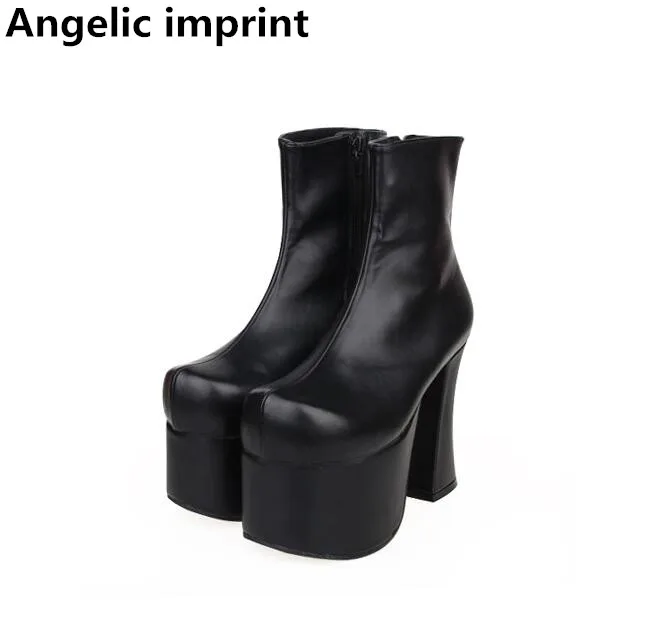 

Angelic imprint mori girl Women motorcycle punk ankle boots lady high heels lolita shoes woman princess dress party pumps 12.5cm