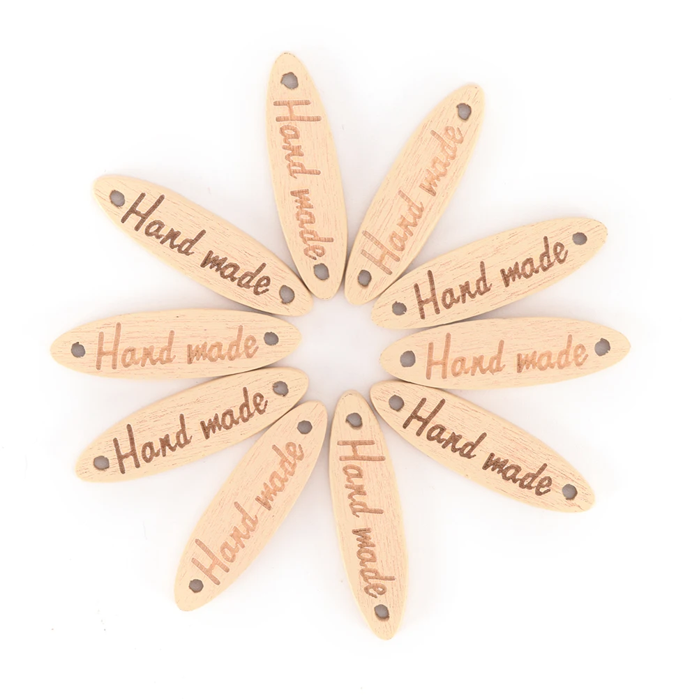 

Mixed Painting With "Hand Made" 2 Holes Connectors Sewing Wood Buttons Scrapbooking 27x8mm Random Retail 10Pcs