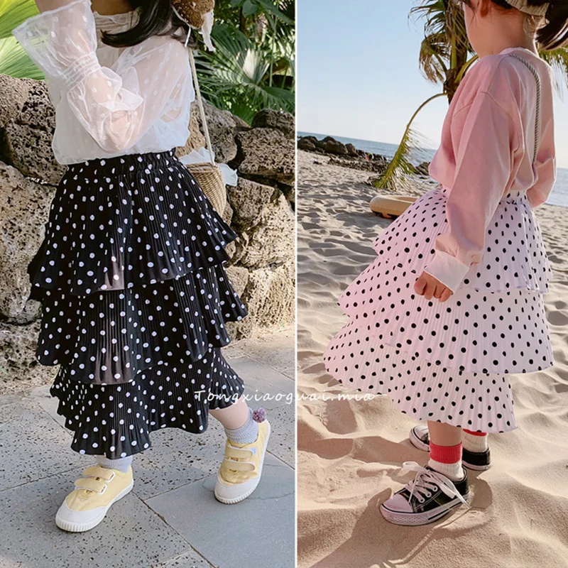 WOTTAGGA 2019 Summer Soft Tulle Baby Girls Tutu Skirts Dots Kids Mother Daughter Skirts Chiffons